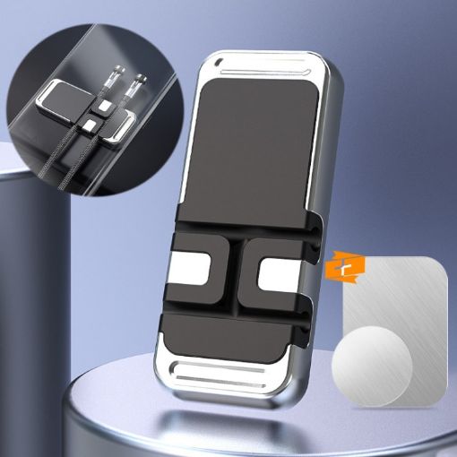 S15 Magnetic Aluminum Car Phone Holder & Cable Storage Sticker (Silver) - 1