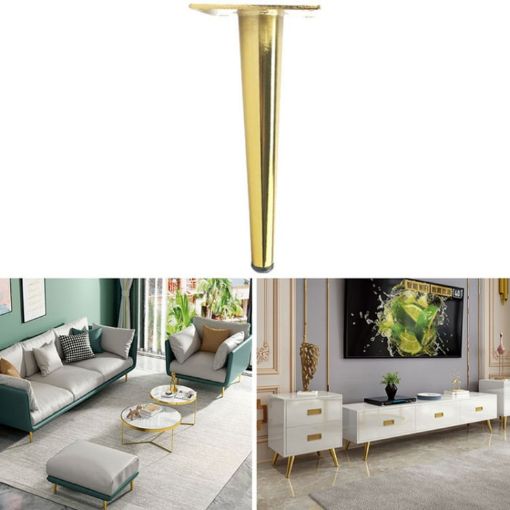 Cone Round Tube Furniture Support Legs - Straight Cone 12cm (Titanium) - 1