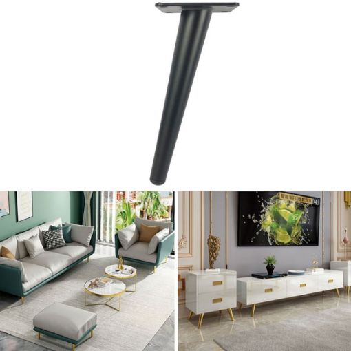 Cone Round Tube Furniture Support Legs - Oblique Cone 10cm Matte Black - 1