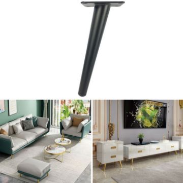 Cone Round Tube Furniture Support Legs - Oblique Cone 12cm Matte Black - 1