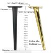 Cone Round Tube Furniture Support Legs - Oblique Cone 12cm (Titanium) - 4