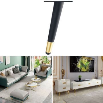 Cone Round Tube Furniture Support Legs - Oblique Cone 25cm (Black Gold) - 1