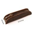 Vintage Handmade Genuine Leather Zipper Pencil Case - Ink Green W-T18 - 3