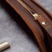 Vintage Handmade Genuine Leather Zipper Pencil Case - Ink Green W-T18 - 4