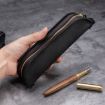 Vintage Handmade Genuine Leather Zipper Pencil Case - Blue W-T18 - 6