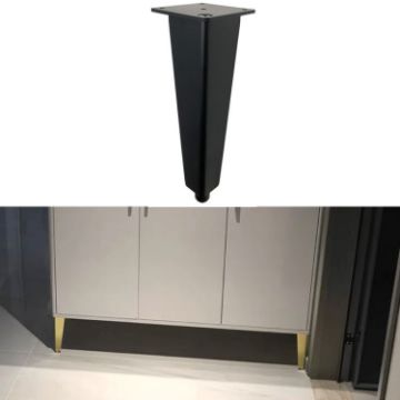 Adjustable Black Aluminium Furniture Stand Legs, 18cm Height - 1