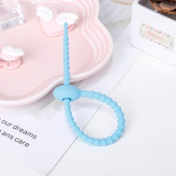 Silicone Data Cable Storage Straps - 20 PCS Blue Cable Organizer - 1