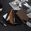 Men's Black Leather Stainless Steel Business Card Clamp - 2