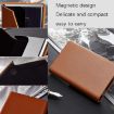 Men's Black Leather Stainless Steel Business Card Clamp - 4