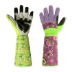 Stab Resistant Gardening Gloves with Print Sleeve, Wrist Extended (Green) - 2