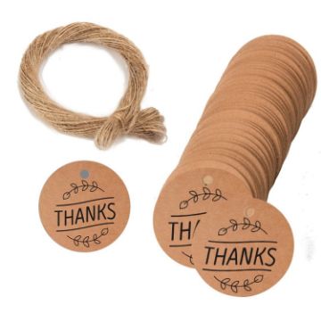 100pcs Kraft Paper Gift Tags with 20m Hemp Rope (L-07) - 1