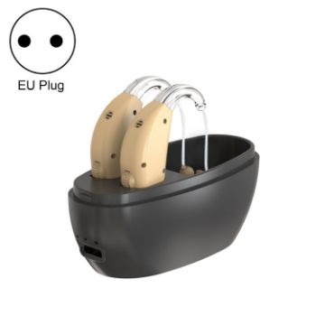 Elderly Hearing Aid Sound Amplifier, EU Plug, Skin Color, Black Charger - 1