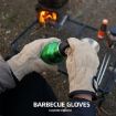 Heat Resistant Cowhide Gloves - CLS Outdoor Barbecue Protective (Khaki) - 7