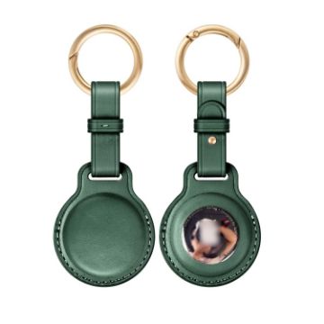 Cowhide Tracker Cover for AirTag - Pet/Child Anti-lost Case (Green) - 1