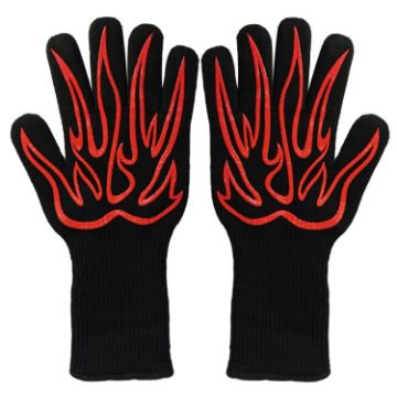 Silicone BBQ Gloves - High Temp Resistant, Anti-Scalding (Flame Red) - 1
