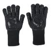 Silicone BBQ Gloves - High Temp Resistant, Anti-Scalding (Fish Bone Black) - 1