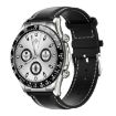LOANIY E18 Pro Smart Watch with Bluetooth Calling & NFC, Black Leather - 1