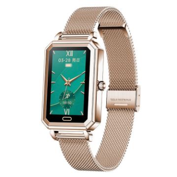 LOANIY HT2 Smart Watch, 1.28" Heart Rate Pedometer, Gold Steel - 1