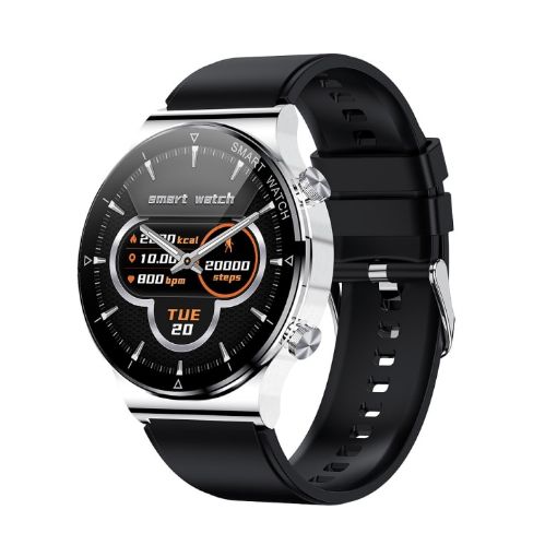 ME88 1.32" Smart Watch - Heart Rate & Sleep Monitor, Silver Silicone - 1