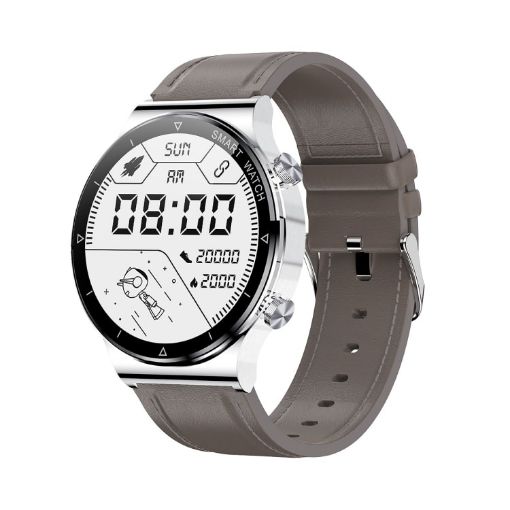 ME88 Smart Watch - 1.32" Heart Rate & Sleep Monitor, Silver Leather - 1
