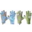 Youth Green Ice Silk Half Finger Fishing & Riding Gloves, Size L/XL - 2