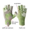 Youth Green Ice Silk Half Finger Fishing & Riding Gloves, Size L/XL - 3
