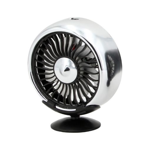 F102 Silver Vehicle Dashboard USB Fan with Colorful Lights - 1