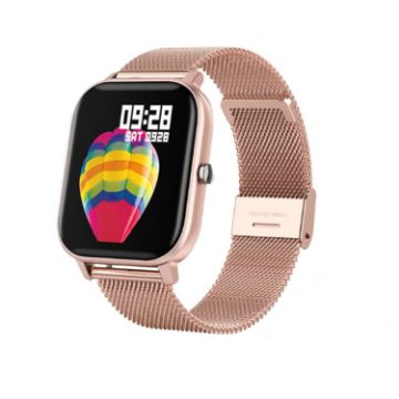 P8 1.4" Heart Rate & Blood Pressure Smart Watch - Gold Steel - 1