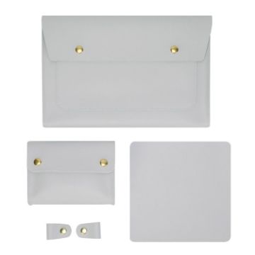 S178 3 In 1 Leather Waterproof Laptop Liner Bag, 13" Light Grey - 1