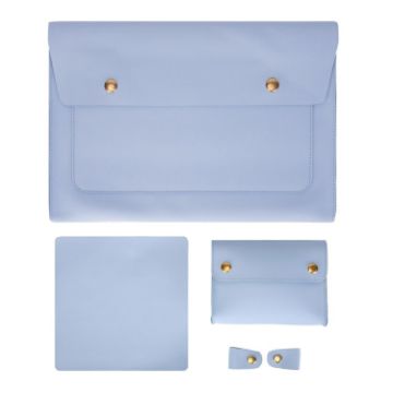 S178 3 In 1 Leather Waterproof Laptop Liner Bag, 13" Baby Blue - 1