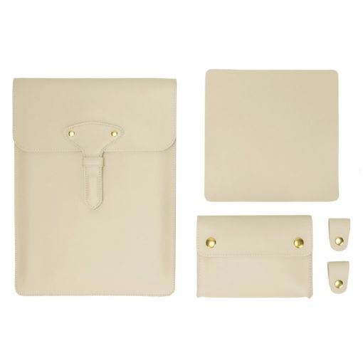 S177 3 In 1 Leather Waterproof Laptop Liner Bag, 13" Apricot - 1