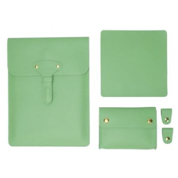 S177 3 In 1 Leather Waterproof Laptop Liner Bag, 13" Avocado Green - 1