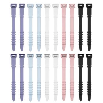 Fishbone Silicone Cable Tie Organizer - 3 Sets, 20pcs/Set, Five Colors - 1