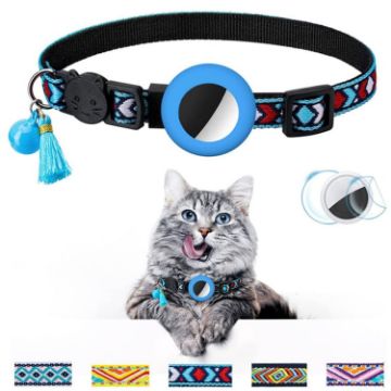Blue Pet Collar with Bell Tassel for Airtag Tracker - 1