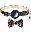 Deep Blue Anti-Lost Pet Collar with Bell for AirTag - Printed Bow Design - 1