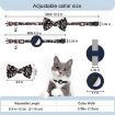 Deep Blue Anti-Lost Pet Collar with Bell for AirTag - Printed Bow Design - 3