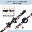 Deep Blue Anti-Lost Pet Collar with Bell for AirTag - Printed Bow Design - 4
