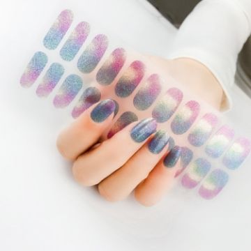Shiny Onion Powder Waterproof Nail Sticker - 22 Fingers (ZX-3023) - 1