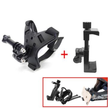 TUYU Motorcycle Helmet Chin Camera & Phone Mount Bracket - Black - 1