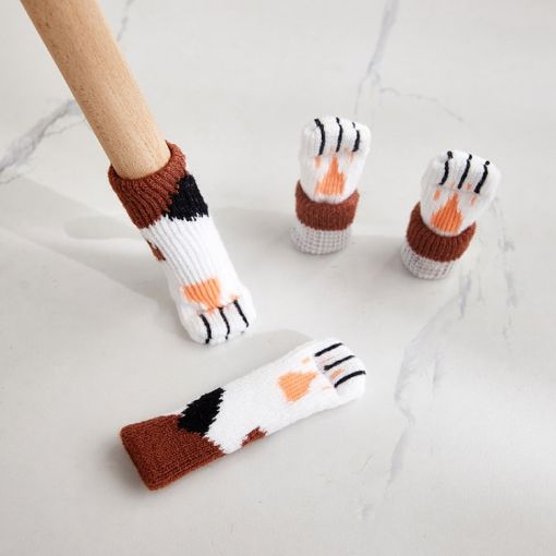 Double Knit Wear-Resisting Table Stool Leg Protective Cover Set (White) - 1