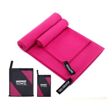 Quick Dry Microfiber Sports Towel 40x80cm - Rose Red Mesh Bag - 1