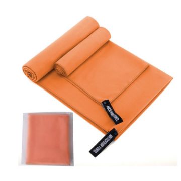 Quick Dry Microfiber Sports Towel 40x80cm with Orange Waterproof Bag - 1