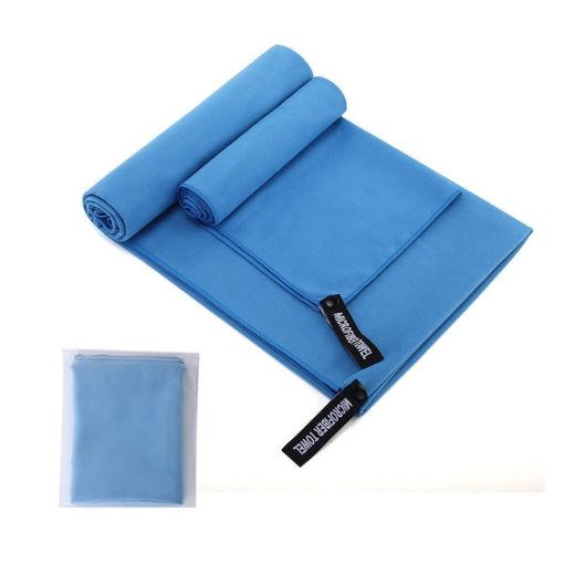 Quick Dry Microfiber Sports Towel 76x152cm with Bag - Sky Blue - 1