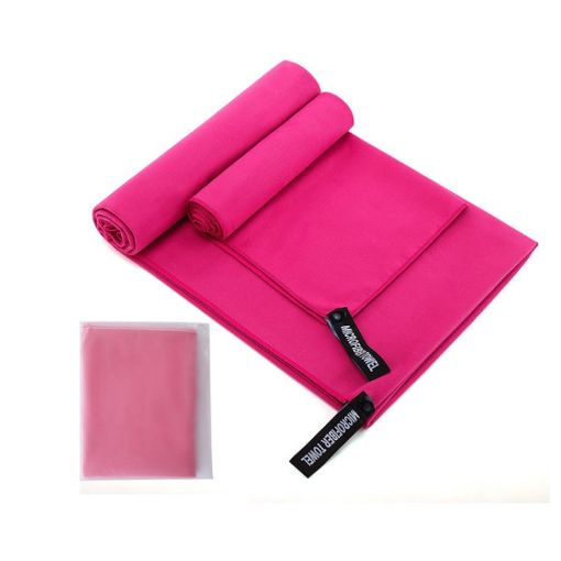 Quick Dry Microfiber Sports Towel 76x152cm - Rose Red with Bag - 1