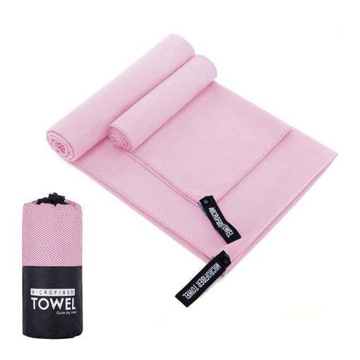 Quick Dry Microfiber Sports Towel 76x152cm with Pink Mesh Bag - 1