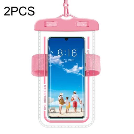 2 PCS Waterproof Armband Cell Phone Case Bag - Macaron Red - 1