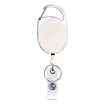 68cm Retractable Badge Reel Zinc Alloy ID Lanyard Holder (White) - 1