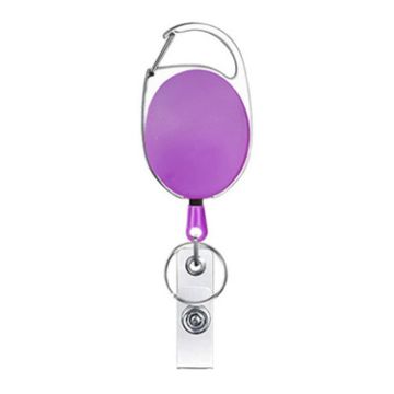 Purple 68cm Retractable Badge Reel Zinc Alloy ID Lanyard Name Tag Holder - 1