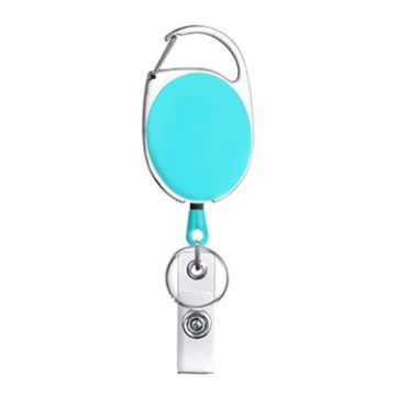 Sky Blue 68cm Retractable Badge Reel Zinc Alloy ID Lanyard Holder - 1