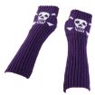 White Jacquard Skull Fingerless Knit Ski Gloves - Warm Winter Accessory - 5